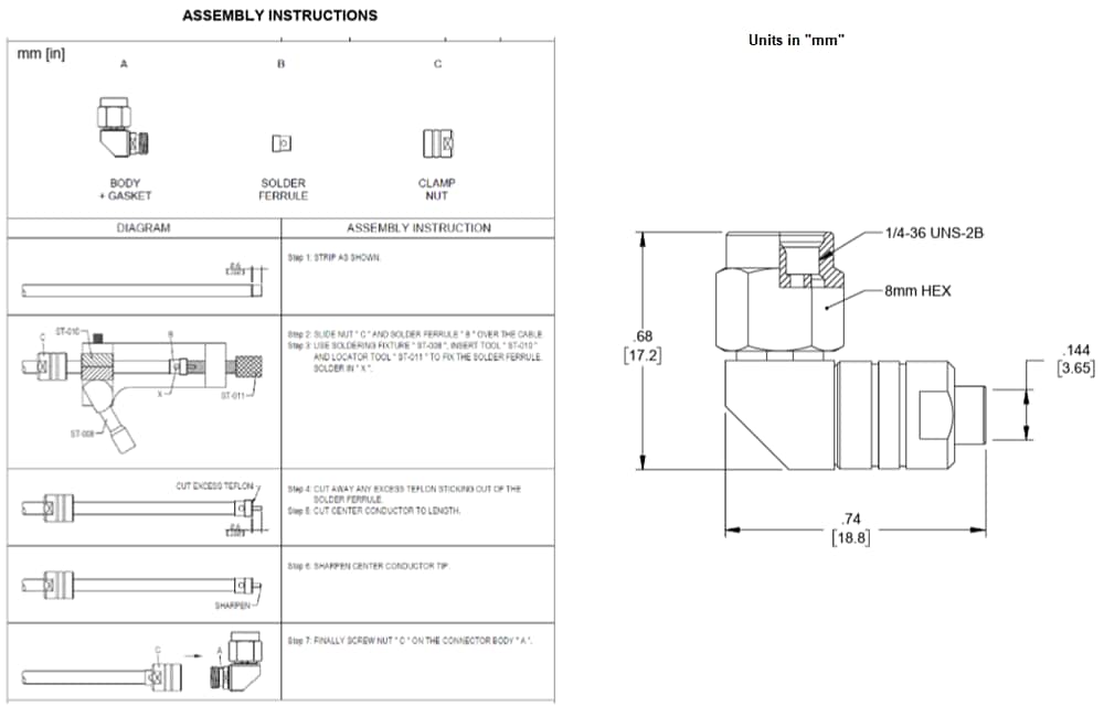 Mechanical Drawing - Pasternack PE517795 3.5mm Male Connector